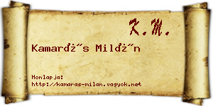 Kamarás Milán névjegykártya
